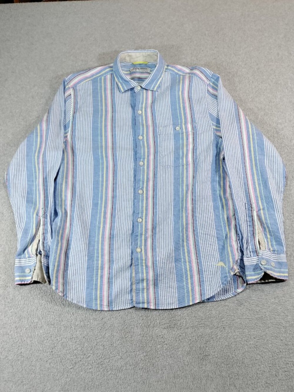 Tommy Bahama Barbados Breeze Stretch Shirt Mens M Linen Stripe